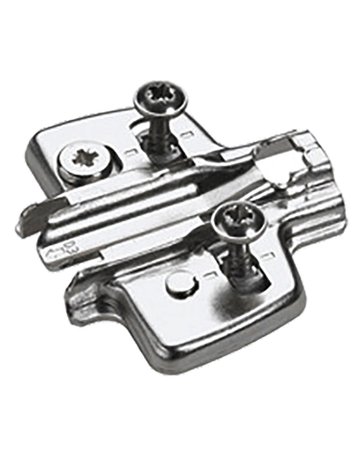 Kreuzmontageplatte mit Direkt-Höhenverstellung, vernickelt, Lochreihe 37 x 32 mm, mit Spreizmuffen (für Bohrung ø 5 x 12 mm), Distanz 0.0 mm - Hettich