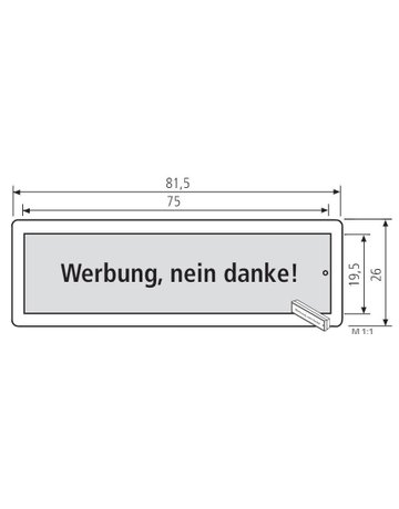Namensschild RSA2 A=81,5x26 Werbung, nein danke! mit Montagegehäuse - Renz