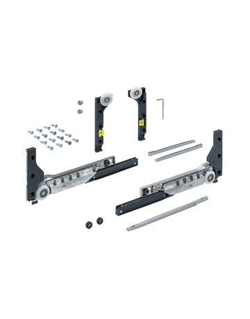 SlideLine M Beschlagset für gedämpfte Türen (Schließ-, Öffnungs- und Kollisionsdämpfung), 30 kg, Minimale Türbreite mm: 450 - Hettich