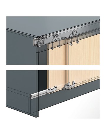 MB-Schiebetürbeschläge-Set,2-T. 9323131, TS16-19mm,50kg - Hettich