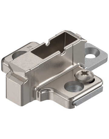 CLIP Montageplatte, kreuz, 9 mm, Zink, Systemschrauben, HV: 2-teilig, vernickelt - Blum