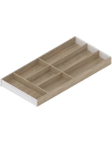 AMBIA-LINE Besteckeinsatz, für LEGRABOX/MERIVOBOX Schubkasten, Holzdesign, 7 Besteckfächer, NL=650 mm, Breite=300 mm, Bard.Eiche/seidenwei - Blum