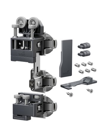 Falttürbeschläge-Set,rs,mit SA,schwer WingLine L,2-flg.,max.25kg,anthrazit - Hettich
