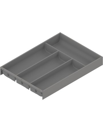 AMBIA-LINE Besteckeinsatz, für MERIVOBOX Schubkasten, Kunststoff / Stahl, 4 Besteckfächer, NL=450 mm, Breite=300 mm, indiumgrau matt - Blum