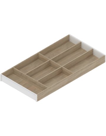 AMBIA-LINE Besteckeinsatz, für LEGRABOX/MERIVOBOX Schubkasten, Holzdesign, 7 Besteckfächer, NL=600 mm, Breite=300 mm, Bard.Eiche/seidenwei - Blum