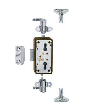 Drehstangen-Schloss PVC braun 7052/15-20 Zuhaltung 8 X 6 mm für 6 mm Stg. - JuNie