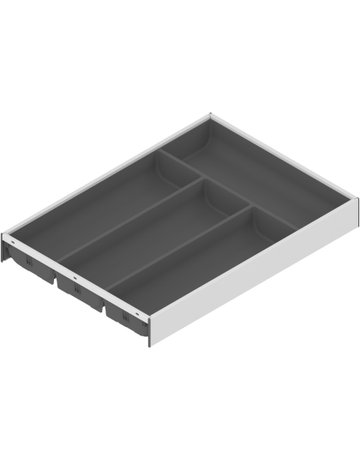 AMBIA-LINE Besteckeinsatz, für LEGRABOX/MERIVOBOX Schubkasten, Kunststoff / Stahl, 4 Besteckfächer, NL=450 mm, Breite=300 mm, seidenweiss /oriongr. - Blum