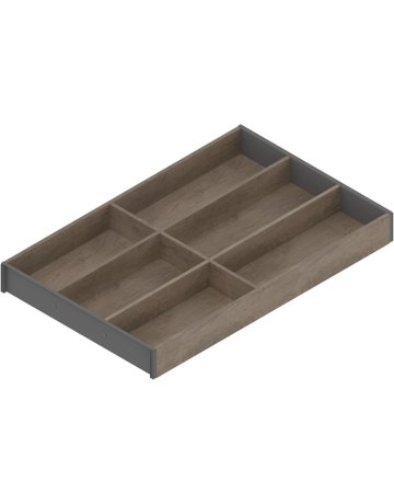 AMBIA-LINE Besteckeinsatz, für LEGRABOX/MERIVOBOX Schubkasten, Holzdesign, 6 Besteckfächer, NL=500 mm, Breite=300 mm, Nebr.Eiche/oriongrau - Blum