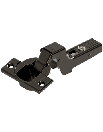 CLIP top Standardscharnier 110°, Innenanschlag, ohne Feder, Topf: Schrauben, onyxschwarz - Blum