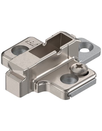 CLIP Montageplatte, kreuz, 6 mm, Zink, Systemschrauben, HV: 2-teilig, vernickelt - Blum