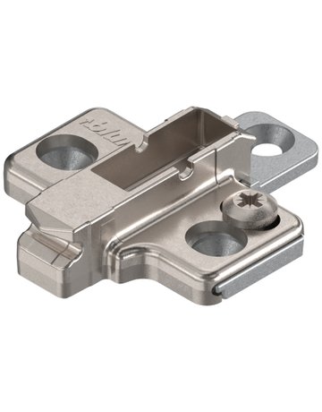 CLIP Montageplatte, kreuz, 3 mm, Zink, Schrauben, HV: 2-teilig, vernickelt - Blum