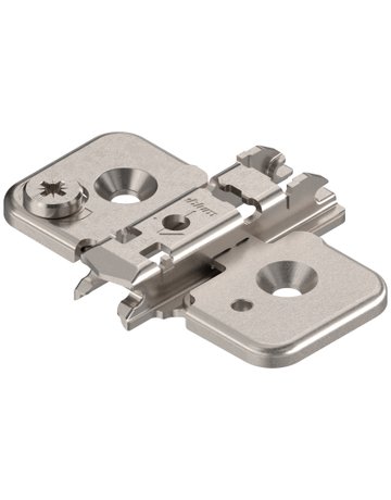 CLIP Montageplatte, kreuz, 0 mm, Stahl, Schrauben, HV: Exzenter, vernickelt - Blum