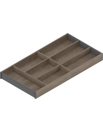 AMBIA-LINE Besteckeinsatz, für LEGRABOX/MERIVOBOX Schubkasten, Holzdesign, 7 Besteckfächer, NL=600 mm, Breite=300 mm, Nebr.Eiche/oriongrau - Blum
