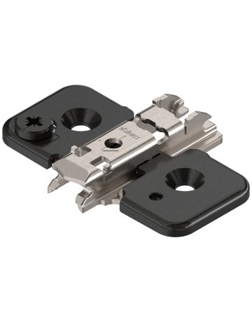 CLIP Montageplatte, kreuz, 0 mm, Stahl, Schrauben, HV: Exzenter, onyxschwarz - Blum