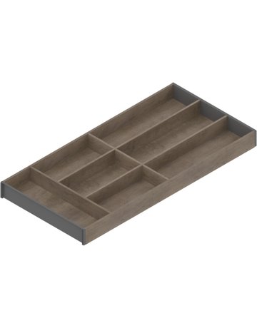 AMBIA-LINE Besteckeinsatz, für LEGRABOX/MERIVOBOX Schubkasten, Holzdesign, 7 Besteckfächer, NL=650 mm, Breite=300 mm, Nebr.Eiche/oriongrau - Blum