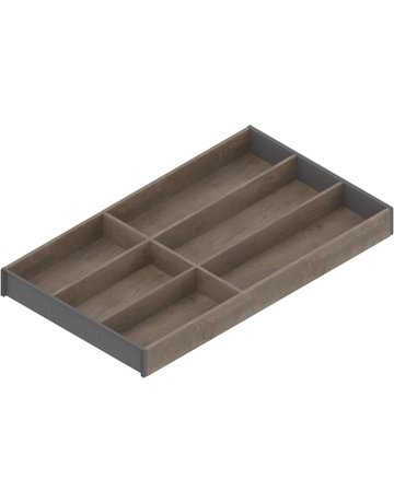AMBIA-LINE Besteckeinsatz, für LEGRABOX/MERIVOBOX Schubkasten, Holzdesign, 6 Besteckfächer, NL=550 mm, Breite=300 mm, Nebr.Eiche/oriongrau - Blum