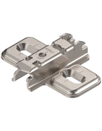 CLIP Montageplatte, kreuz, 3 mm, Stahl, Schrauben, HV: Langloch, vernickelt - Blum