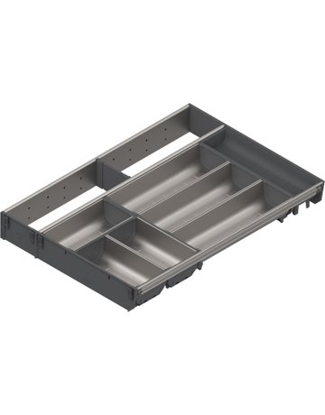 ORGA-LINE Kombi-Set (teilausfüllend), für TANDEMBOX Schubkasten, NL=550 mm, KB=500 mm, Breite=377 mm, inox-gebü/staubgr - Blum