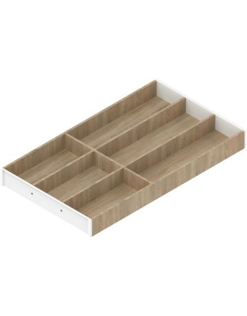AMBIA-LINE Besteckeinsatz, für LEGRABOX/MERIVOBOX Schubkasten, Holzdesign, 6 Besteckfächer, NL=550 mm, Breite=300 mm, Bard.Eiche/seidenwei - Blum