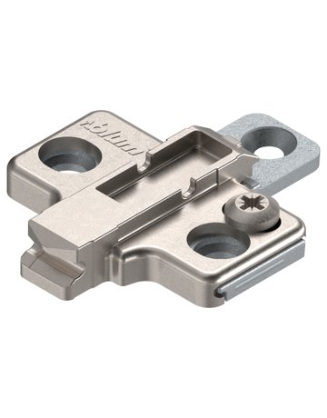 CLIP Montageplatte, kreuz, 0 mm, Zink, Systemschrauben, HV: 2-teilig, vernickelt - Blum