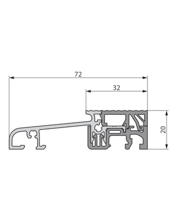 SBS-Schwelle HOLZ, KBE, ALU, 216V, 72x20 - GU
