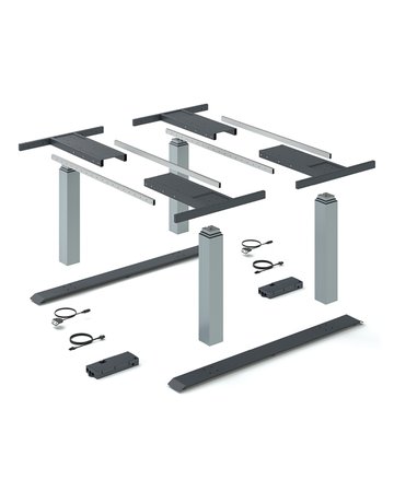 LegaDrive Systems Tischgestell-Set Bench, silber, graphitgrau - Hettich