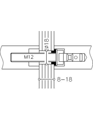 HT-Stoßgriff-Befestigung, paarweise, StahlMU 1.4A, einschraub montage, TS8-18mm, farblos - Normbau