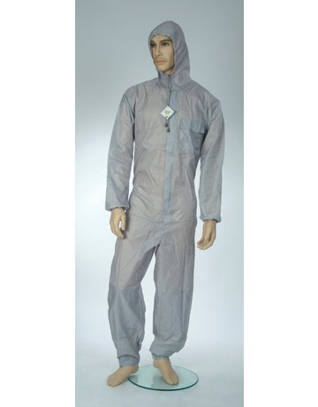 Lackieroverall grau, Teflon beschichtet Gr. L, mit Kapuze, waschbar