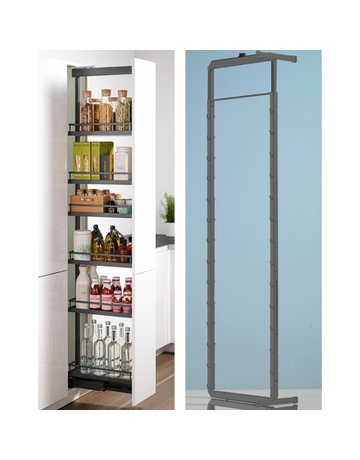 Höhenverstellbarer Tragrahmen Dispensa 90°, B 362 mm, H 1600 - 2000 mm, anthrazit - Hettich
