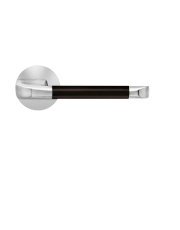 Drücker-Rosettengarnitur Kent EPL96LS RR Leder schwarz/Edelst.matt PlanDesign - Karcher Design