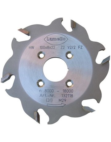 Nutfräser für Nutfräsmaschine, HW 100x8xØ22 mm, Z2+V4, NL 4, für Clamex S-18 - Lamello