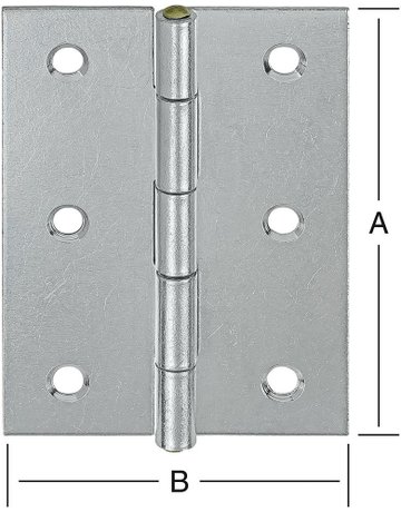 Scharnier,halbbreit,B58xH80xS1,5mm gerollt,verzinkt - VORMANN