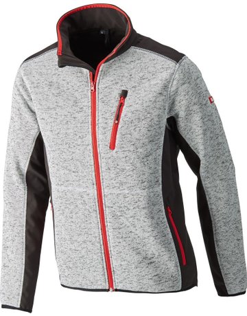 Strickjacke, Softshell, Gr. S, hellgrau-rot, FORTIS