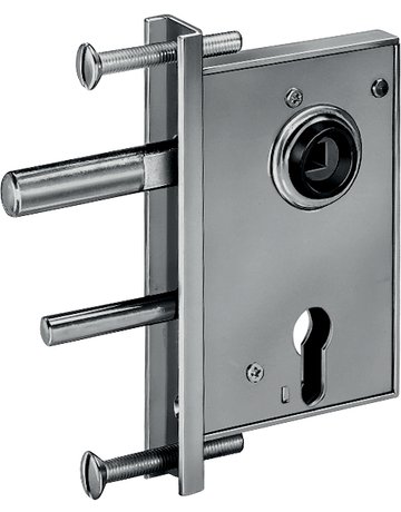 Rohrgittertorschloss verzinkt mit U-Sulpe / Rundfalle 107 Z / 50 PZ - AMF