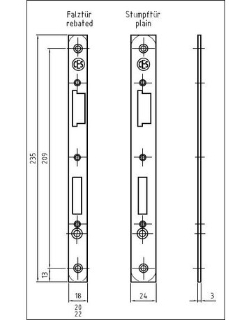 CES Montagestulp 0732 für 72 + 78 mm 24K käntig Messing poliert Rechts
