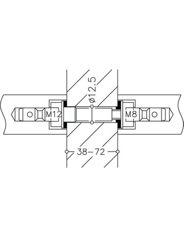 HT-Stoßgriff-Befestigung, paarweise, StahlMU 1.1X, Aufsteckmontage, TS38-72mm, farblos - Normbau