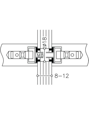 HT-Stoßgriff-Befestigung, paarweise, StahlMU 1.4X, Aufsteckmontage, TS8-12mm, farblos - Normbau