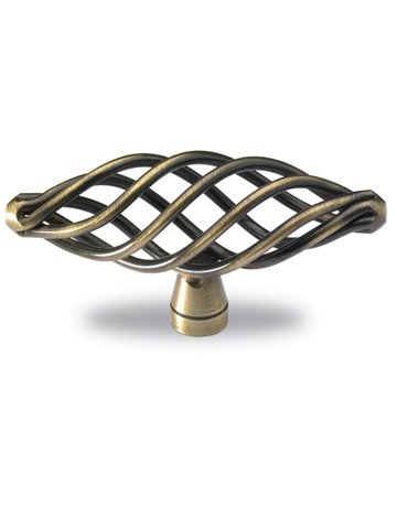 Möbel- Knopf, Valentia, 9070513, Breite 77mm, Höhe 37mm, Stahl, messingoptik antik - Hettich