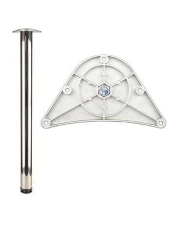 Tischbein Stück Ø 80 x 870-890 mm chrom poliert, Befestigung -Platte rund - Topform