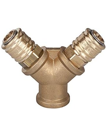 Verteiler 2-fach, Messingmit 2 Kupplungen NW7,2, IG G1/4" RIEGLER