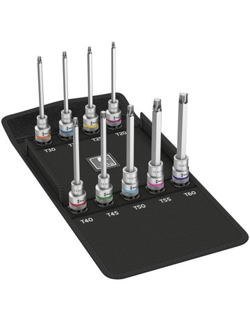 Schraubendrehereinsatz- Satz lang mit Haltefunktion Torx 1/2" 9-teilig Wera