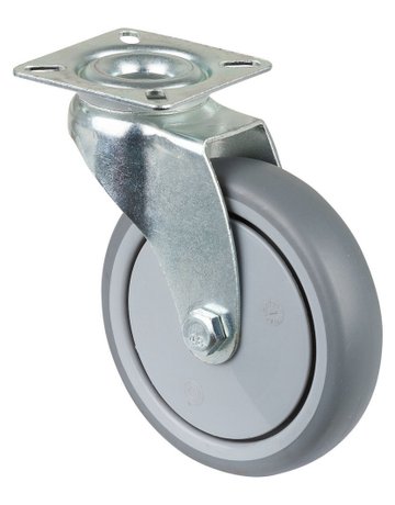 Lenkrolle, Ø 100, B 24mm A300.A85,70kg, mit Platte, grau - BS ROLLEN