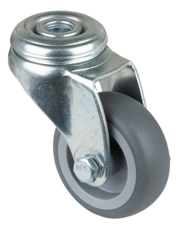 Lenkrolle 50mm, A301 Rückenloch, Gummirad, GL A301.A80.050 - BS ROLLEN