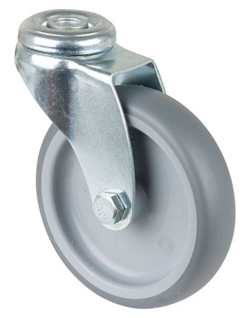 Lenkrolle 100mm, A301 Rückenloch, Gummirad, GL A301.A80.100 - BS ROLLEN