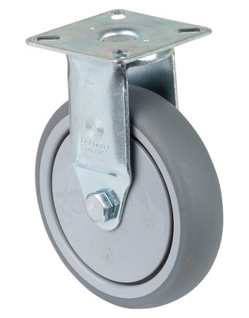 Bockrolle, Ø 100mm, B 24mm, Tragkraft 70kg A310.A85, mit Anschraubplatte, grau - BS ROLLEN