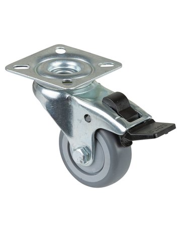 Lenkrolle, mit Totalfestst., Ø 50, B 20mm A320.A85,40kg, mit Platte, grau - BS ROLLEN