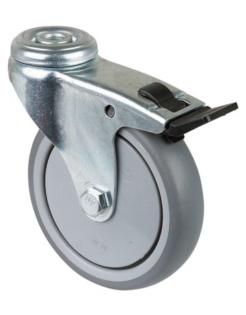 Lenkrolle, mit Totalfestst., Ø 100, B 24mm A321.A85,70kg, mit Platte, grau - BS ROLLEN