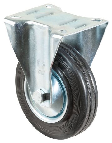 Bockrolle 125mm L410.B55 Platte, Gummi schwarz, RL L410.B55.126 - BS ROLLEN