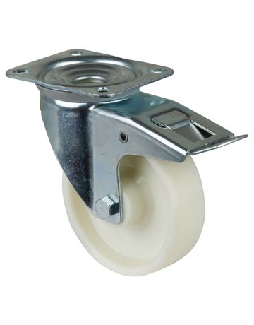 Lenkrolle 150mm L420.B10 Platte, Kunststoff weiß, RL, Fest L420.B10.150 - BS ROLLEN
