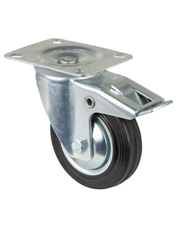 Lenkrolle 100mm L420.B55 Platte, Gummi schwarz RL, FestL420.B55.101 - BS ROLLEN